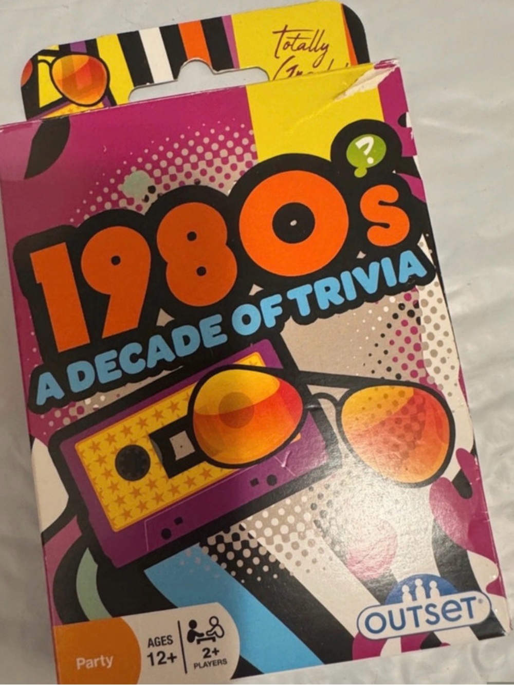 1980s A Decade of Trivia Party Game - Pink, Yellow, Orange, Black